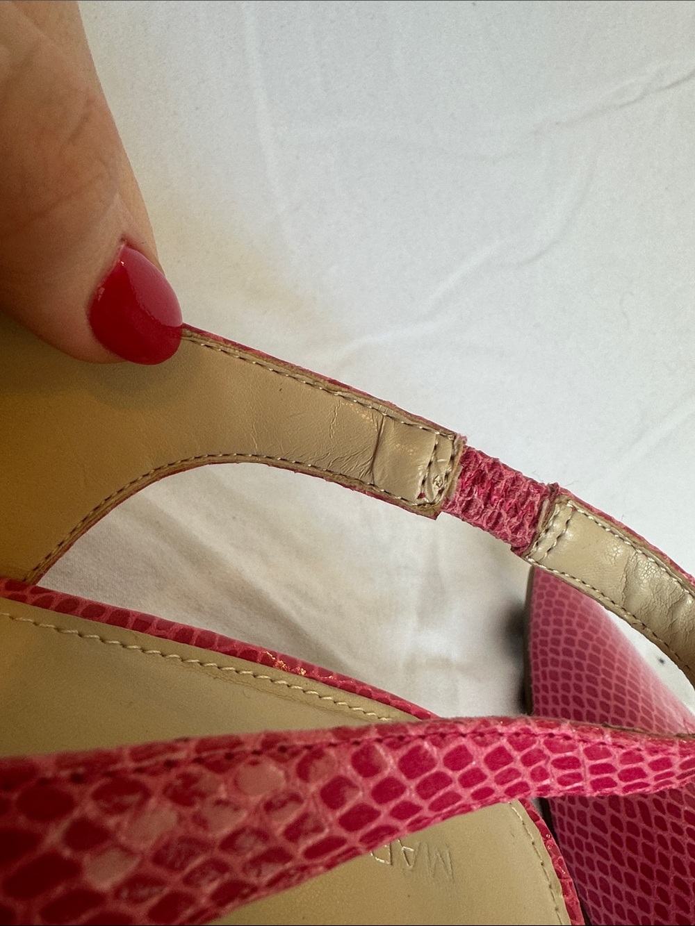 Marc Fisher Pink Pointed Slingback Flats with Textured Finish - Picture 6 of 11